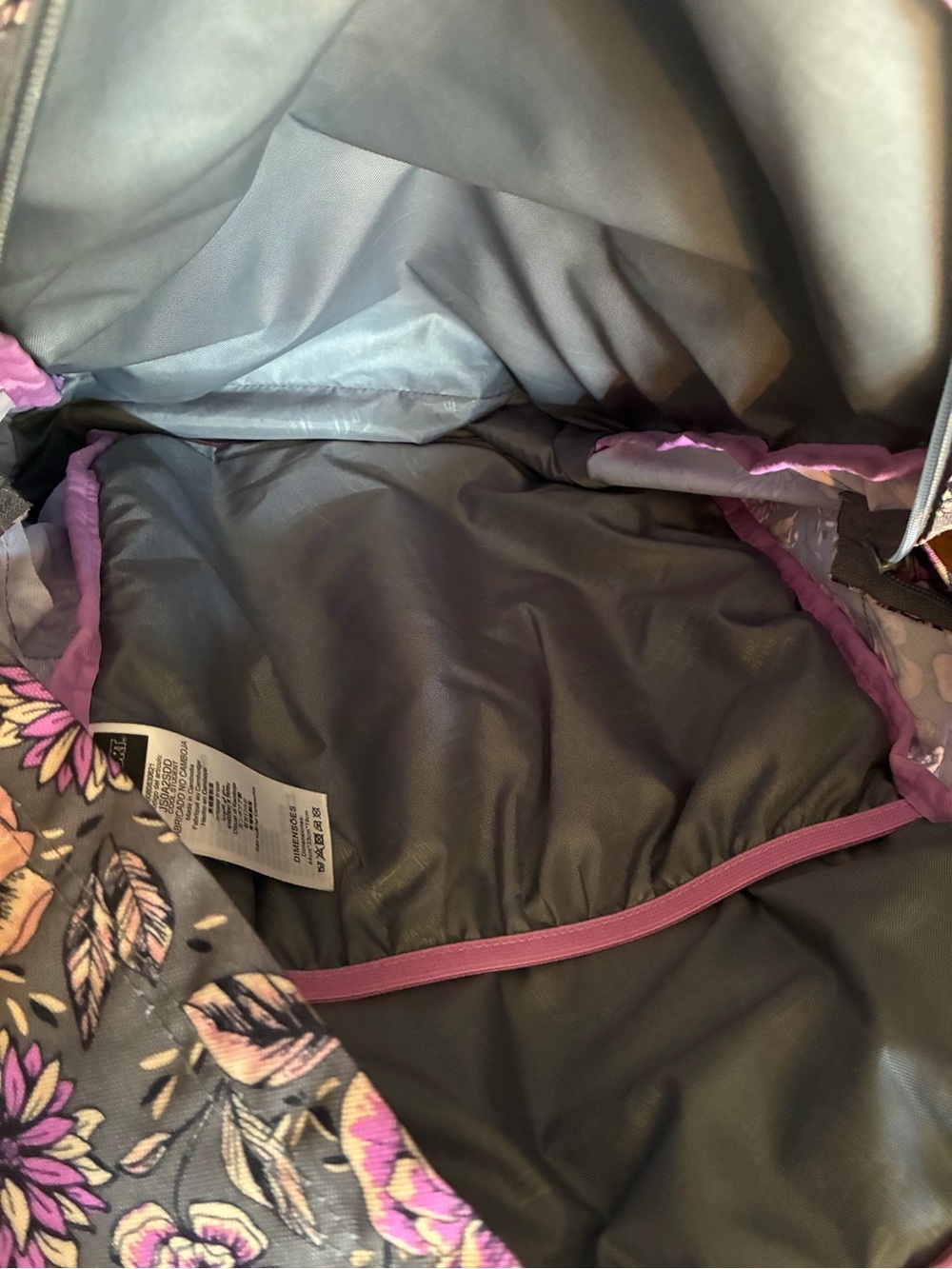 JanSport Gray Floral Backpack with Pink and Purple Flowers - Picture 5 of 8